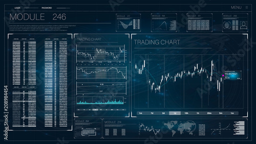 HUD UI for business app. Futuristic user interface HUD and Infographic elements. 