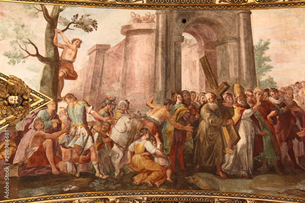 Eraclio riporta la Croce a Gerusalemme; affresco dei Carlone nella chiesa di Sant'Antonio a Milano