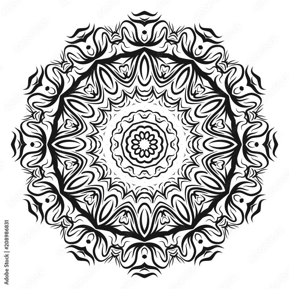 Beautiful round flower mandala. Vector illustration. Abstract