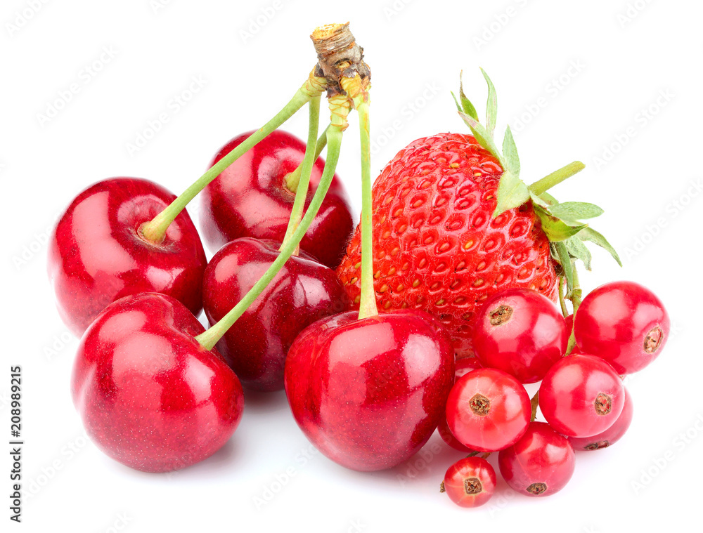 Cherries, strawberries, red currants. Cherries, strawberries, red currants.