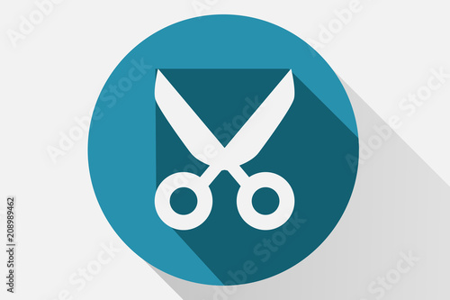 Icono azul de tijeras.