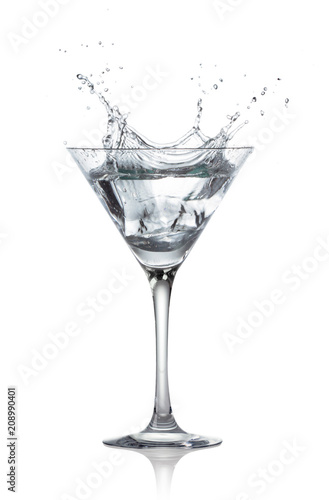 single glass of drink isolated on white background