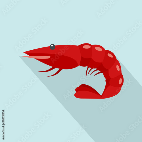 Red shrimp icon. Flat illustration of red shrimp vector icon for web design photo