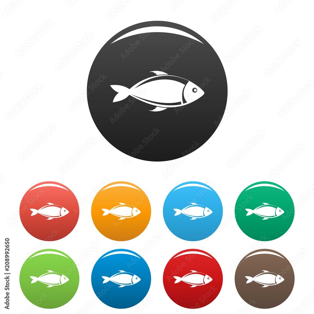 Fish icon. Simple illustration of fish vector icons set color isolated on white Fish icon. Simple illustration of fish vector icons set color isolated on white