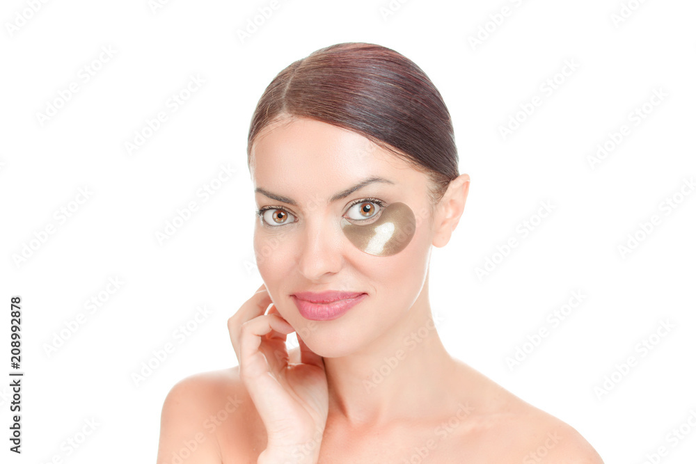 Woman with Golden black caviar Cosmetics Collagen Eye Patch