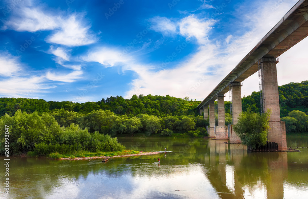 Huge arch bridge built over Dnister river in Ukraine. Huge arch bridge built over Dnister river in Ukraine.