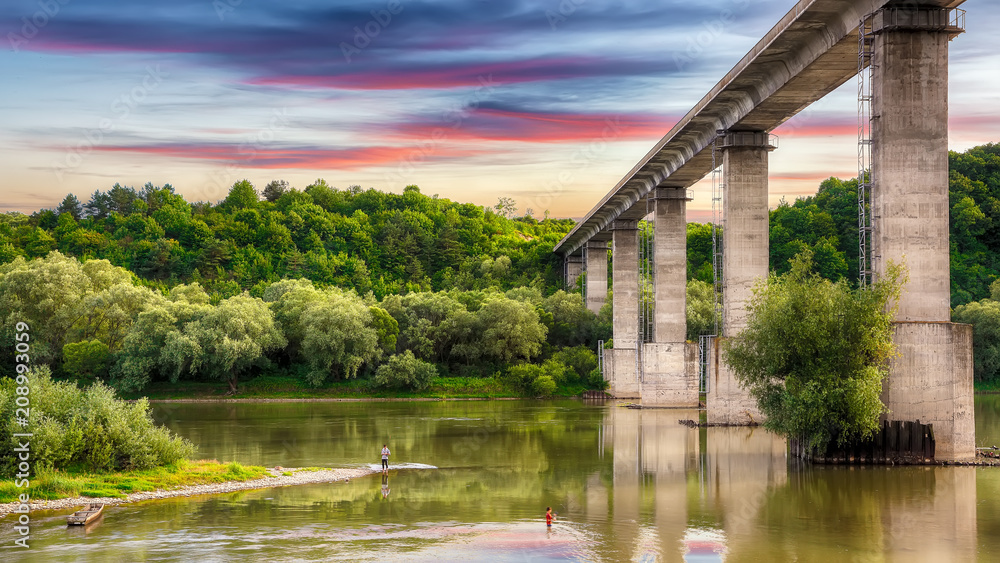 Huge arch bridge built over Dnister river in Ukraine. Huge arch bridge built over Dnister river in Ukraine.