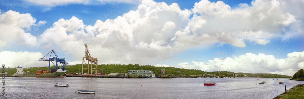 Cork city, river Lee, container port, from Blackrock
