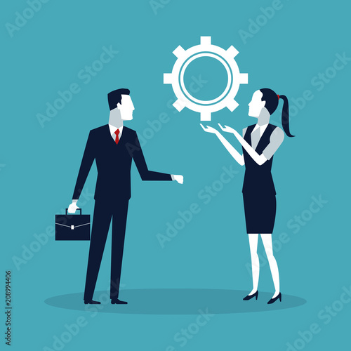 Business worker negotiating cartoons vector illustration graphic design