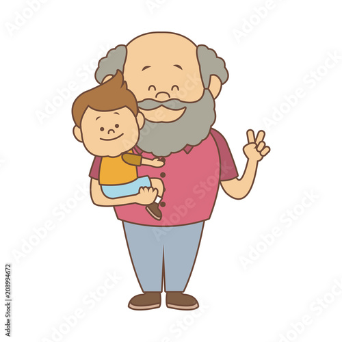 Cute grandfather with grandson vector illustration graphic design