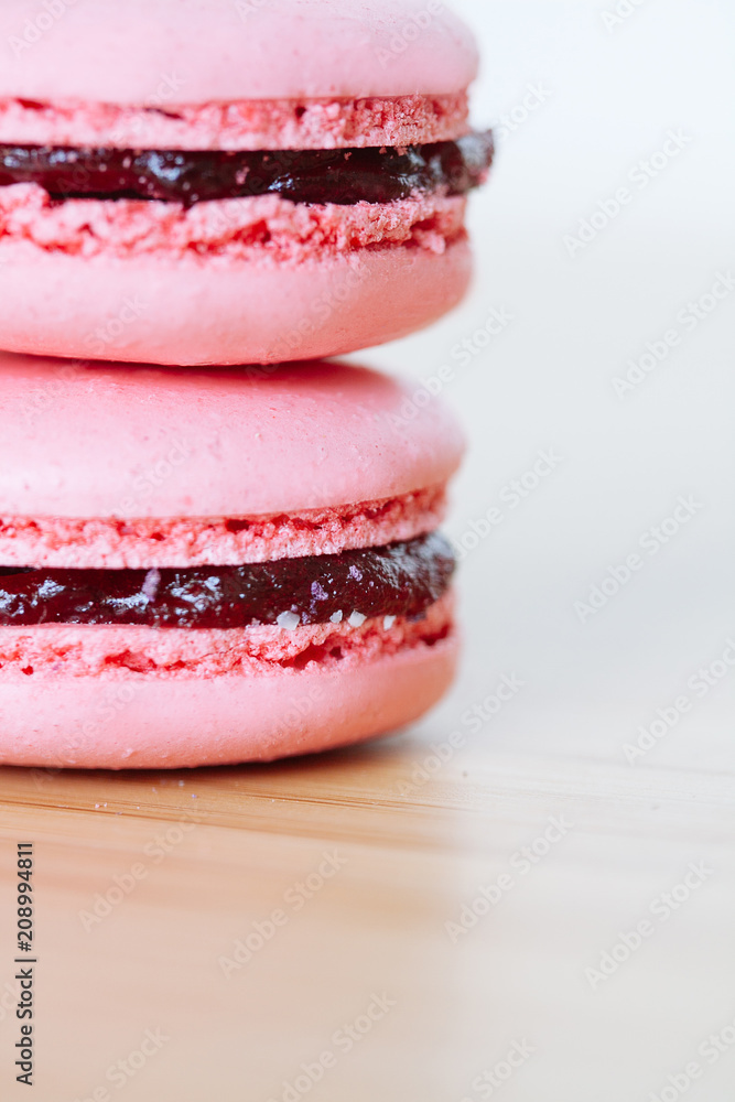 French cookies macaroons with strawberry French cookies macaroons with strawberry