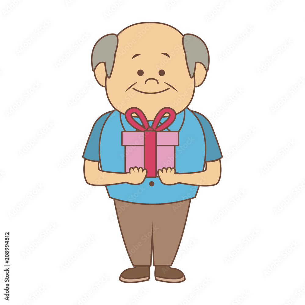 Cute grandfather with giftbox vector illustration graphic design Cute grandfather with giftbox vector illustration graphic design