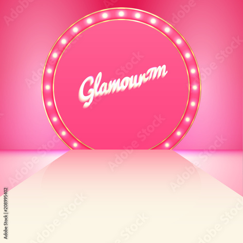 Glamour pink stage podium with lighting