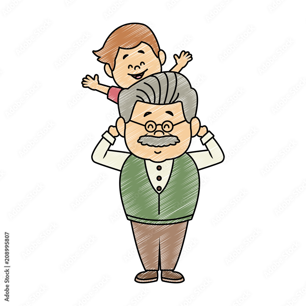 Cute grandfather with grandson vector illustration graphic design Cute grandfather with grandson vector illustration graphic design