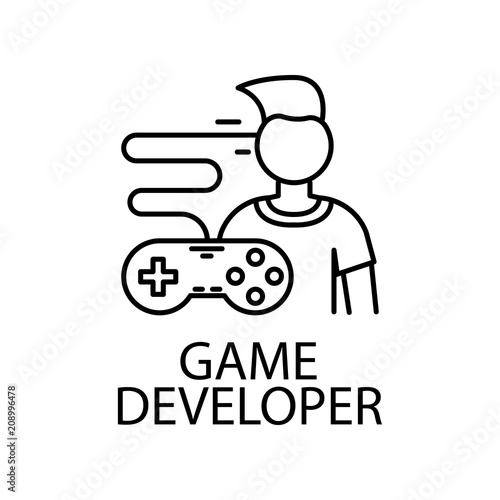 game developer outline icon. Element of gaming outline icon for mobile concept and web apps. Thin line game developer outline icon can be used for web and mobile