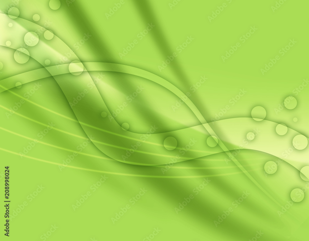 Fototapeta premium エコロジー ウェーブ エコ背景 グリーン 抽象 ドット 曲線 波打つ