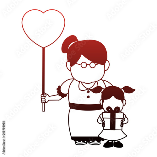 Cute grandmother with granddaugther vector illustration graphic design photo