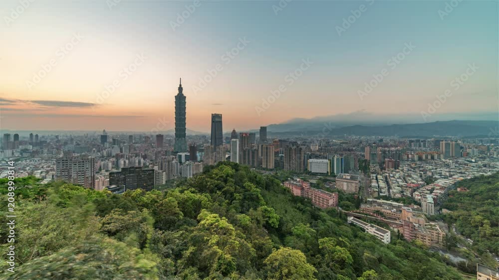 4K Timelapse Sequence of Taipei, Taiwan - Wide Angle view of Taipei's downtown from day to night 4K Timelapse Sequence of Taipei, Taiwan - Wide Angle view of Taipei's downtown from day to night