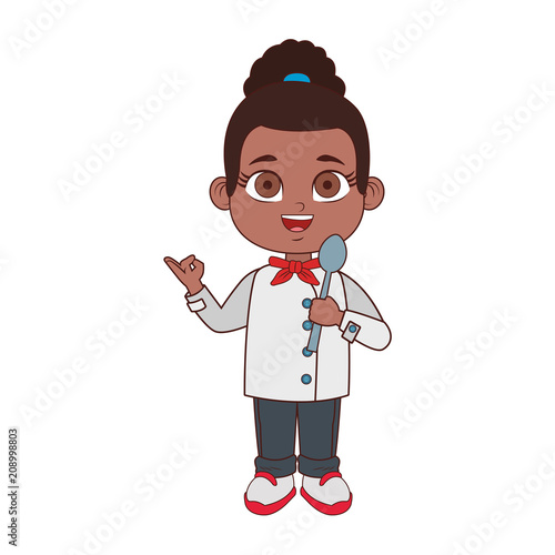 Beautiful chef girl cartoon vector illustration graphic design