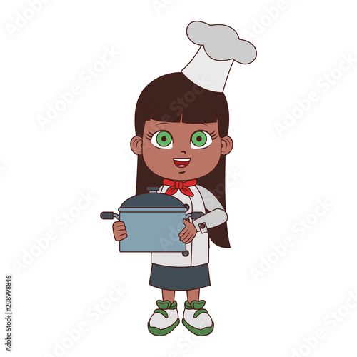 Beautiful chef girl cartoon vector illustration graphic design