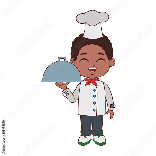 Cute chef boy cartoon vector illustration graphic design