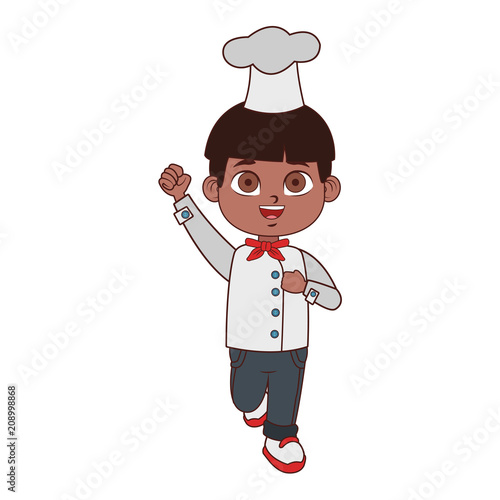 Cute chef boy cartoon vector illustration graphic design