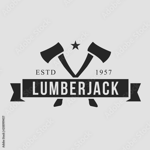 Lumberjack logo set. Union of lumberjack, woodcutter, woodsman. Graphic logo set with jaeger, axe, beard, forest, wood and lumberjack.