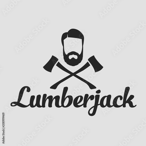 Lumberjack logo set. Union of lumberjack, woodcutter, woodsman. Graphic logo set with jaeger, axe, beard, forest, wood and lumberjack.