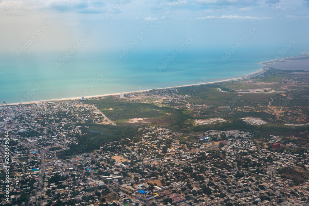 Aerial view of Riohacha the capital of Guajira in Colombia