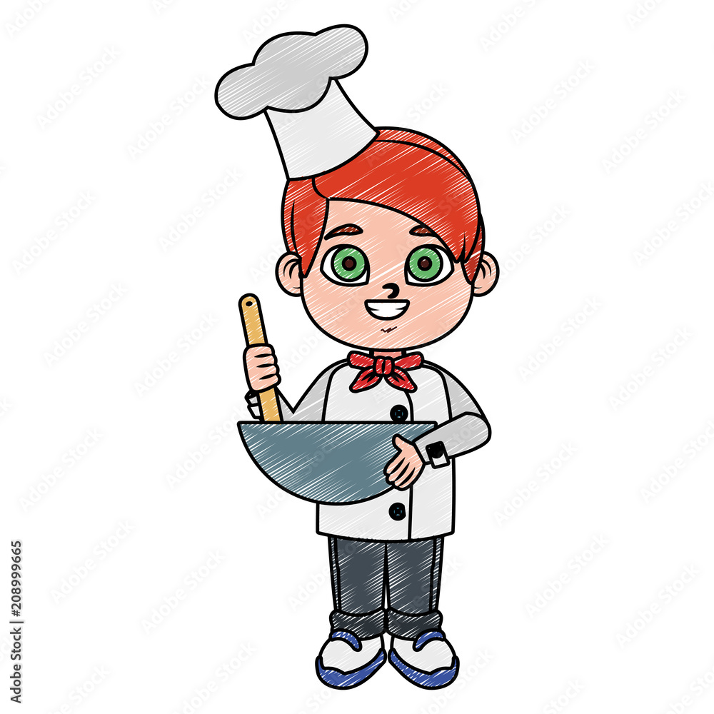 Cute chef boy cartoon vector illustration graphic design