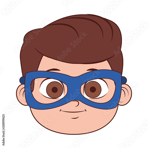 Cute boy with mask vector illustration graphic design