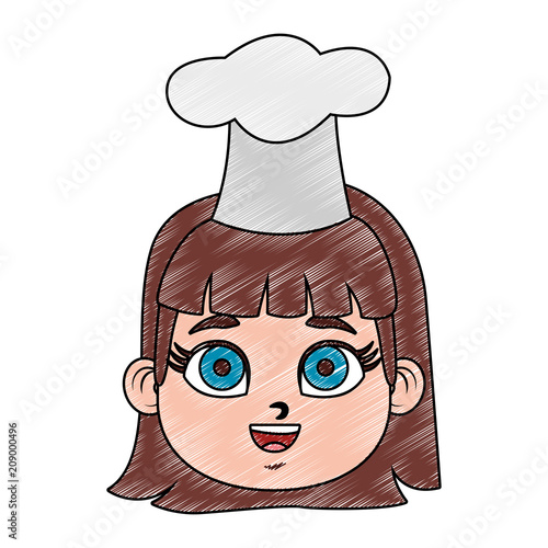 Beautiful chef girl cartoon vector illustration graphic design