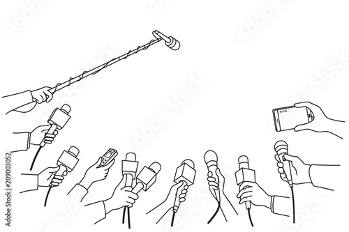 Hands with various microphones photo