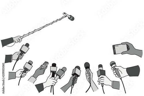 Hands with various microphones