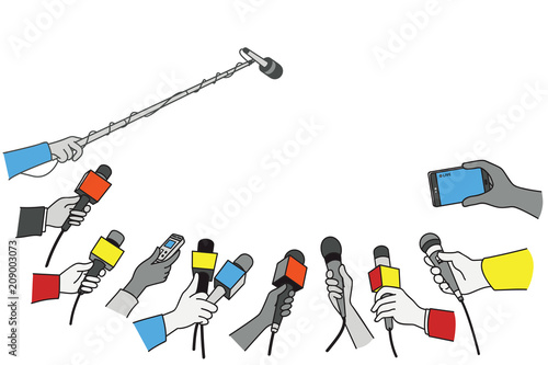 Hands with various microphones color