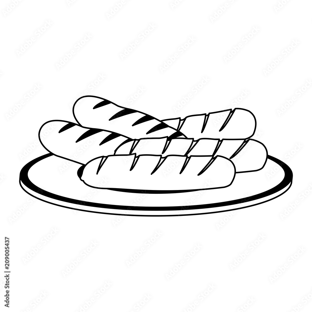 Sausages on dish vector illustration graphic design Sausages on dish vector illustration graphic design