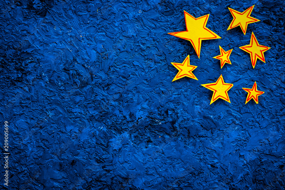 Stars frame. Drawn stars on blue background top view space for text Stars frame. Drawn stars on blue background top view space for text