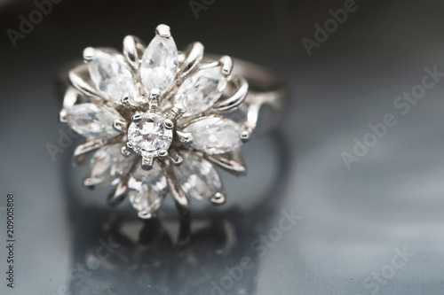 Diamond flower ring , love symbol