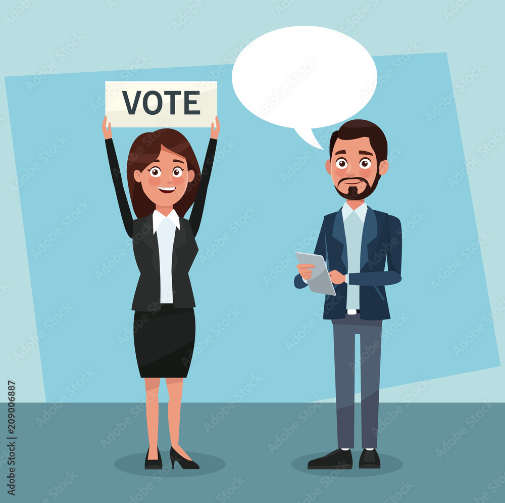 Politicians teamwork in vote campaign cartoons vector illustration graphic design Politicians teamwork in vote campaign cartoons vector illustration graphic design