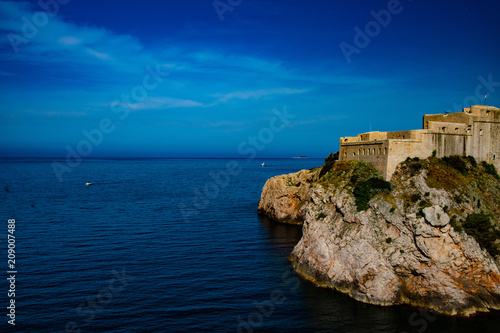 Old town fortress overlooking Adriatic, Dubrovnic Croatia