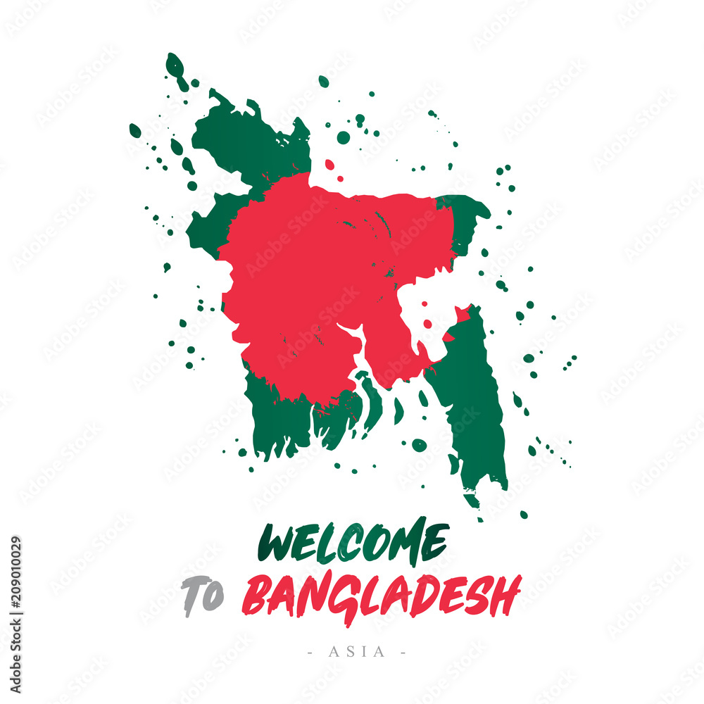 Welcome to Bangladesh. Flag and map of the country Welcome to Bangladesh. Flag and map of the country