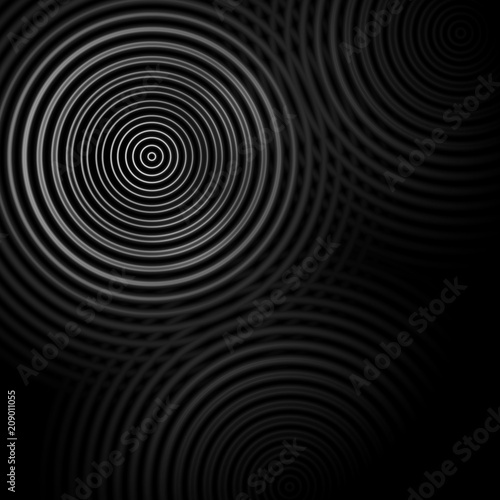 Abstract circle sound waves oscillating dark gray background