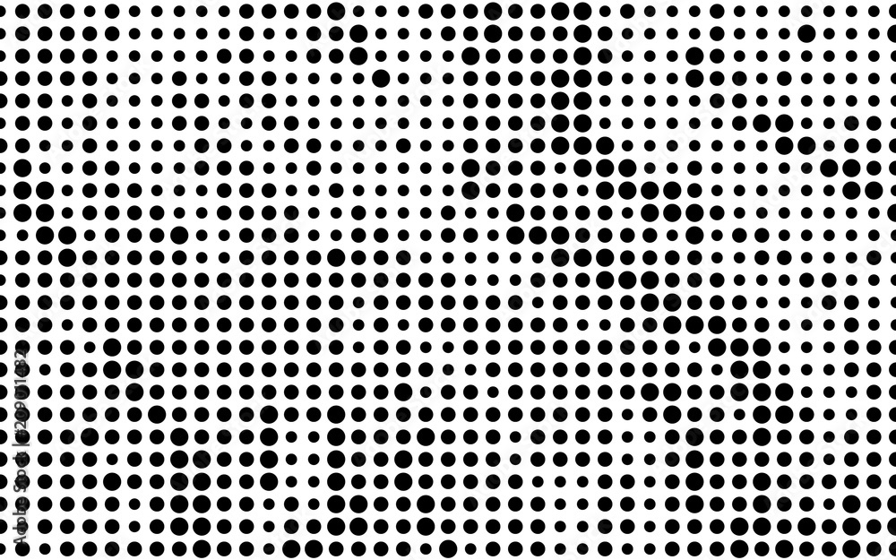 Grunge halftone background. Dotted pattern. Abstract futuristic panel. Minimal design. Vector illustration