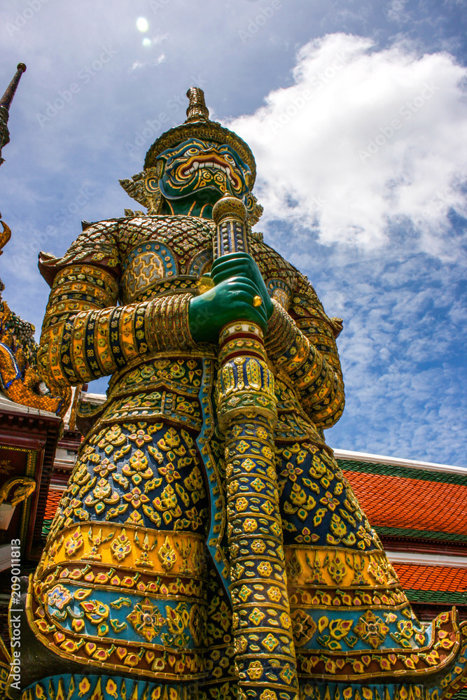 Giant sculptures and Thai-style architecture in Bangkok.