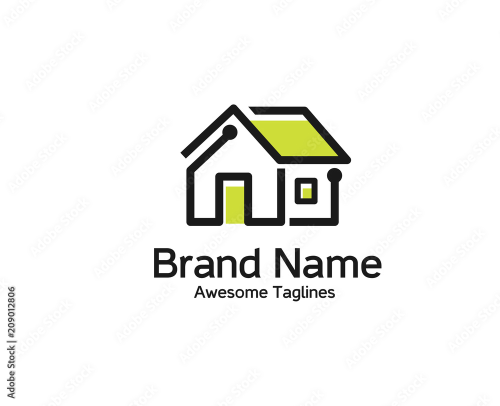 Vector illustration of smart home logo  . Home automation technology logo