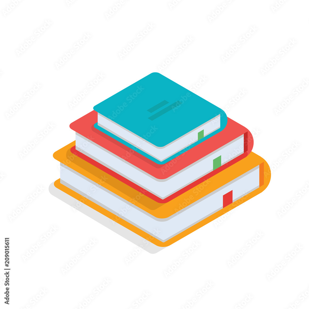 Isometric books icon. Vector illustration in flat style. Isometric books icon. Vector illustration in flat style.