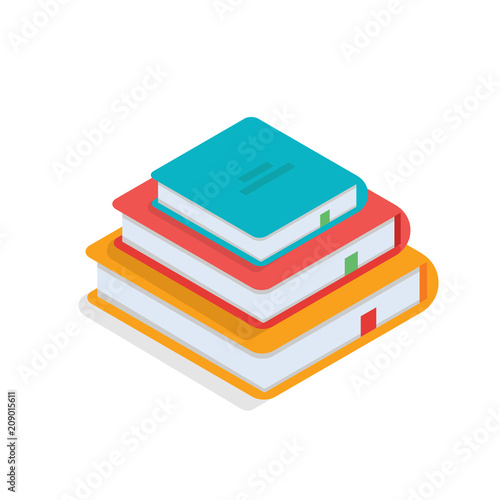Isometric books icon. Vector illustration in flat style.