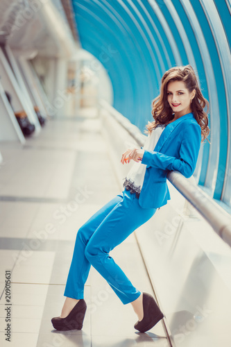 girl in blue classic suit