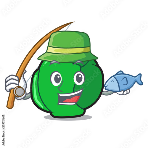 Fishing brussels mascot cartoon style