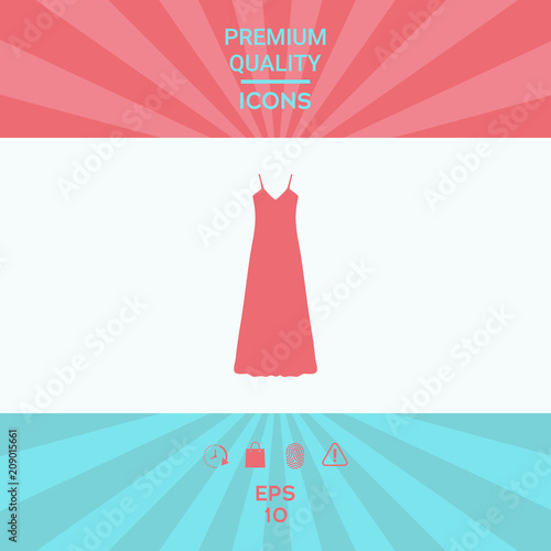 Long Dress, Evening dress, combination or nightie , the silhouette. Menu item in the web design